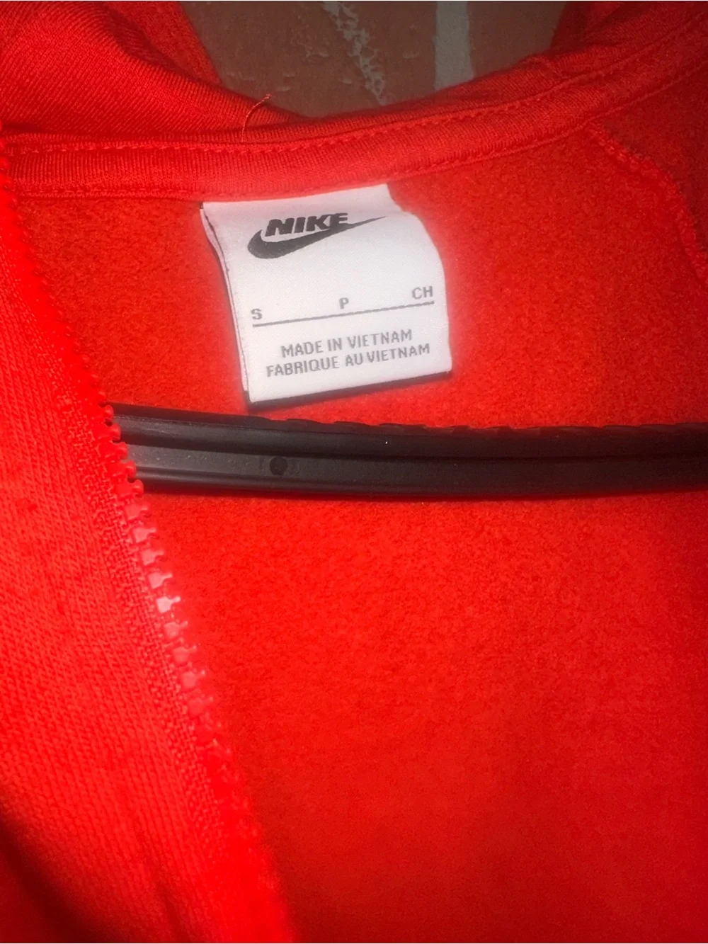 Nike Women's Bright Red Zip Hoodie with White Logo